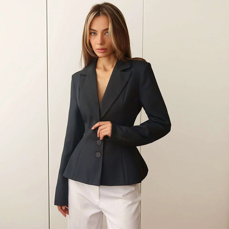 Damen taillierter Blazer mit elegantem Revers Heidi-Mode