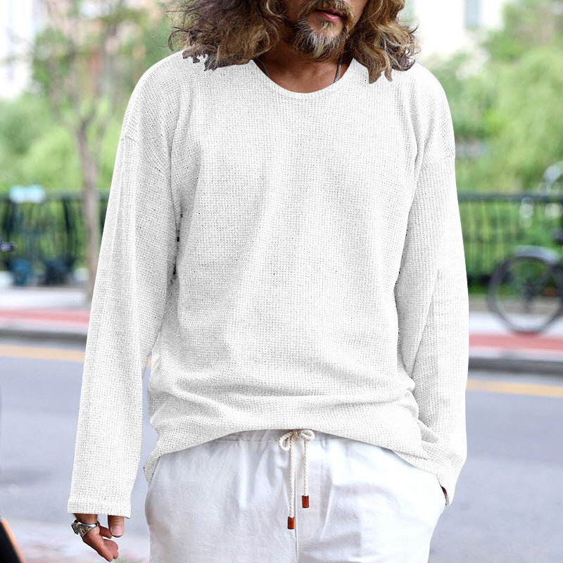 Herren Lässiges Langarmshirt aus atmungsaktivem Strukturstoff Heidi-Mode