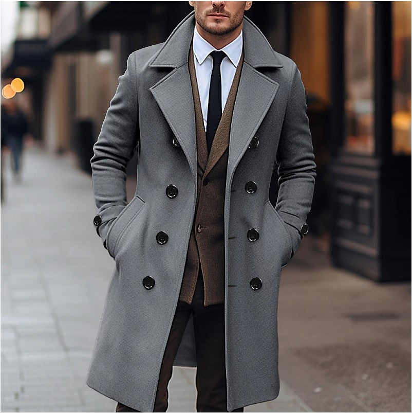 Herren doppelreiher Mantel aus hochwertigem Material Heidi-Mode