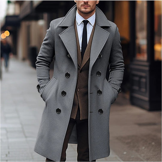 Herren doppelreiher Mantel aus hochwertigem Material Heidi-Mode
