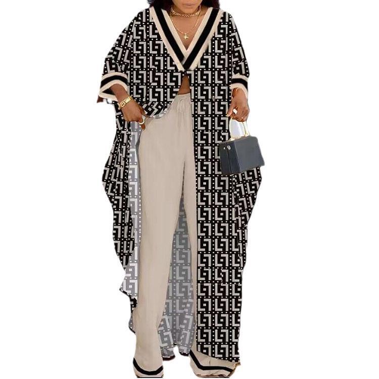 Damen Set aus kimonoartigem Oberteil und weitem Hosen Heidi-Mode