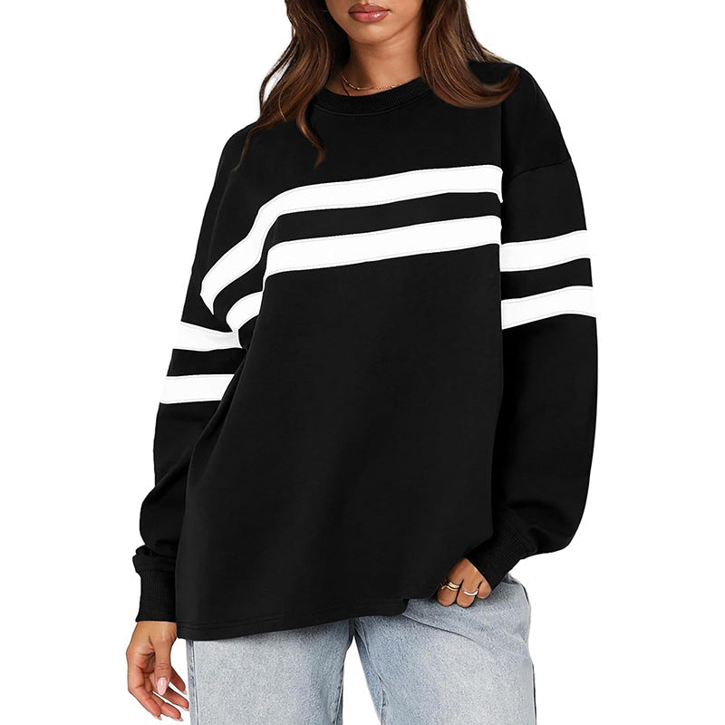 Damen Oversized Sweatshirt mit trendigen Streifen Heidi-Mode