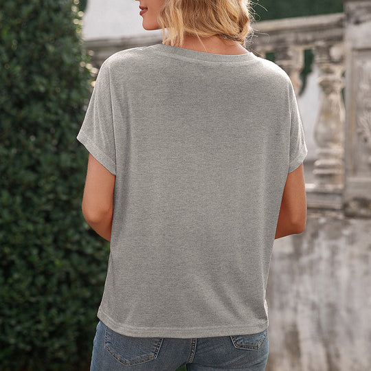 Damen lässiges T-Shirt mit Brusttasche und weichem Baumwollmaterial Heidi-Mode