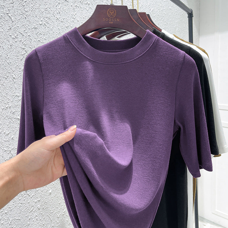 Damen Kurzarm Turtleneck Shirt aus hochwertigem, elastischem Material mit modernem Design Heidi-Mode