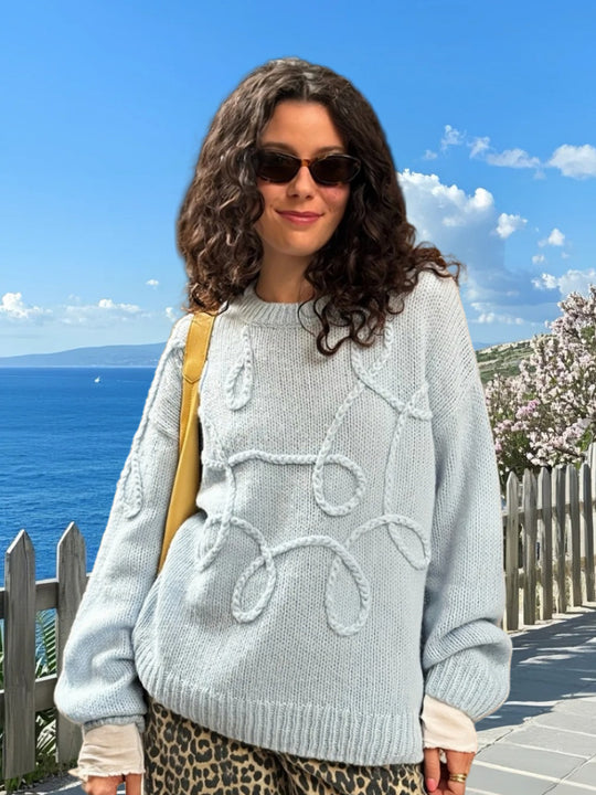 Damen Modischer Strickpullover mit strukturiertem Zopfmuster und lockerer Passform Heidi-Mode