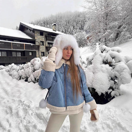 Damen lässige Übergangsjacke mit Kunstfellkragen Heidi-Mode