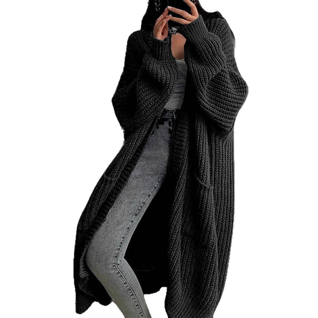 Damen Großer Strickcardigan mit lässiger Passform und großen Taschen Heidi-Mode