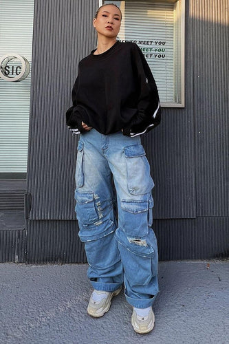 Heidi-Mode | Große Taschen Alte Gradient Zerrissene Jeans