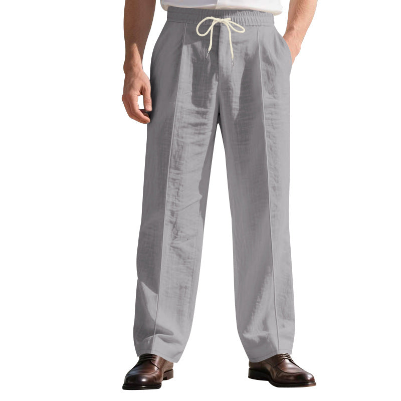 Herren elegante Freizeithose mit verstellbarem Kordelzug und atmungsaktiver Struktur Heidi-Mode