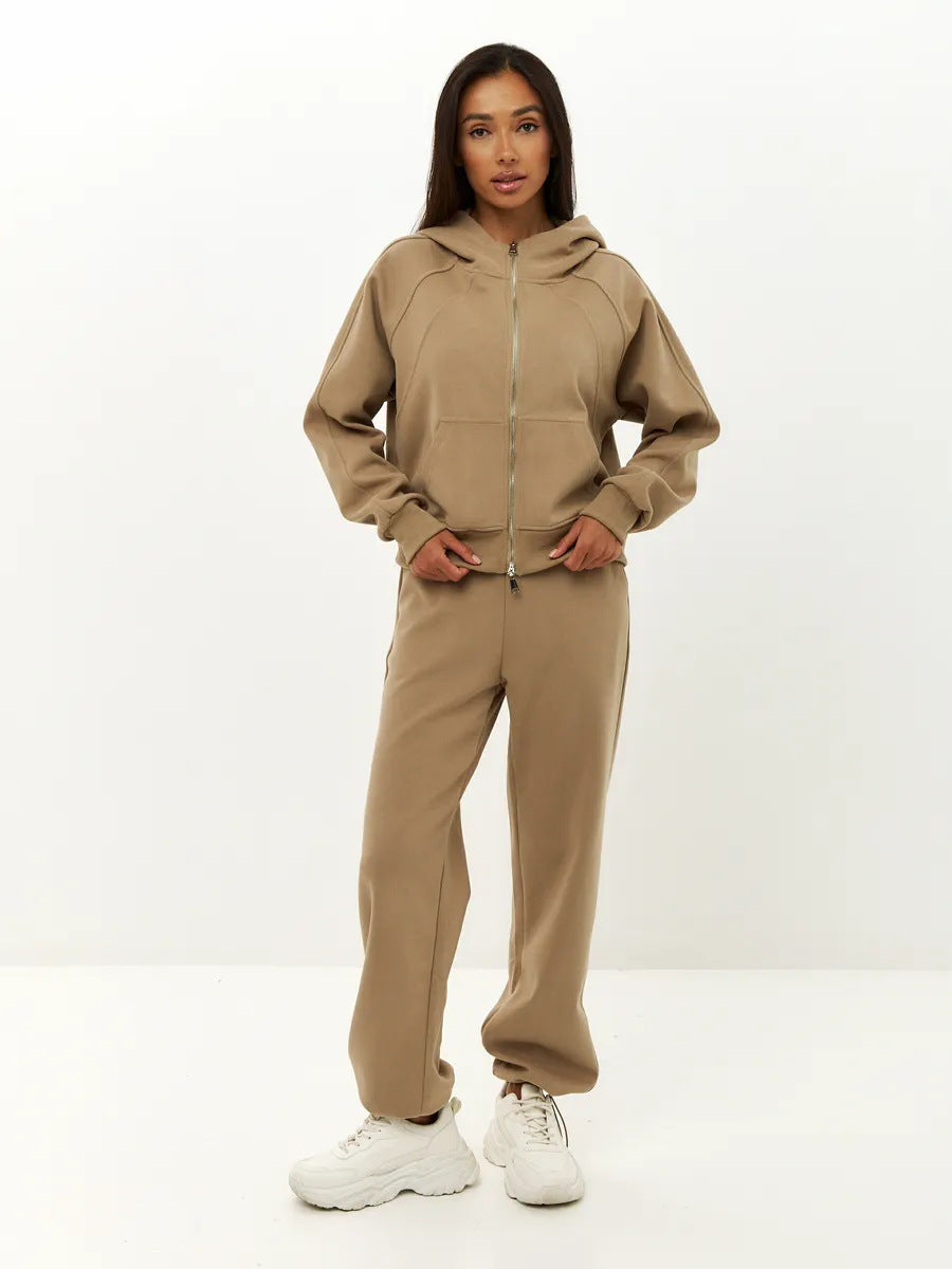 Damen sportliches Hoodie- und Jogginghose-Set mit modischem Reißverschluss Heidi-Mode