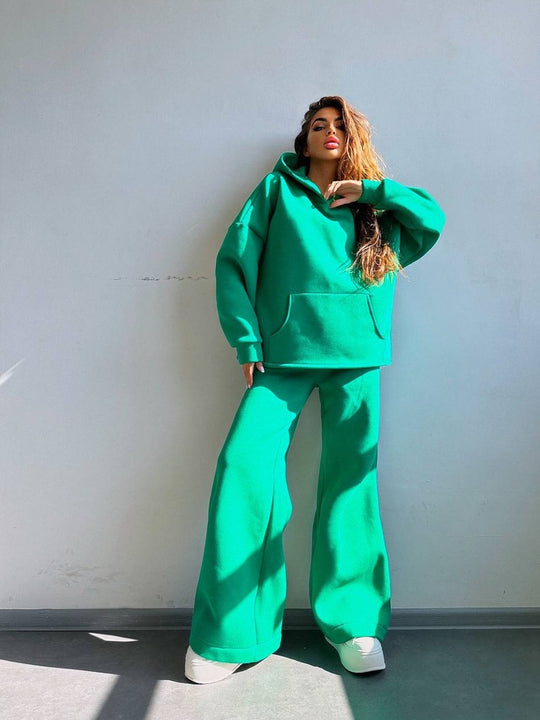 Damen Cooles Oversized Hoodie und weite Freizeithose Heidi-Mode