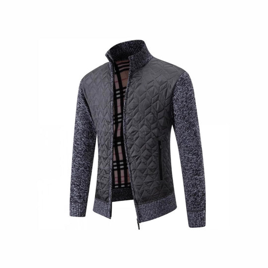 Herren Steppjacke mit hohem Kragen und eleganter Strickästhetik Heidi-Mode