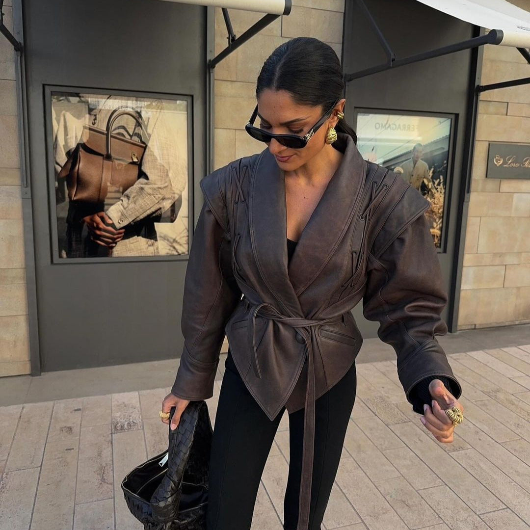 Damen Biker jacke mit elastischem Bund Heidi-Mode