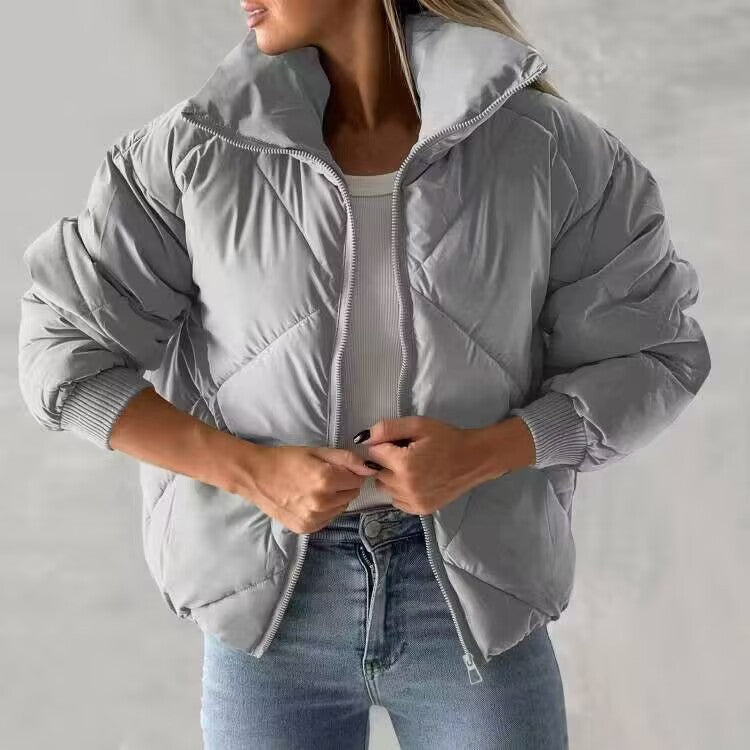 Damen Wärmeisolierte Steppjacke mit hohem Kragen und elastischen Bündchen Heidi-Mode