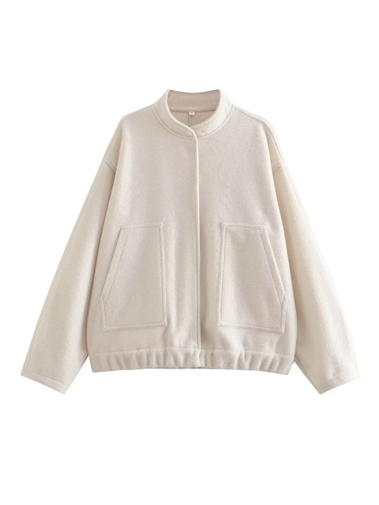 Damen Übergangsjacke mit modernem Stoffmix und praktischen Taschen Heidi-Mode