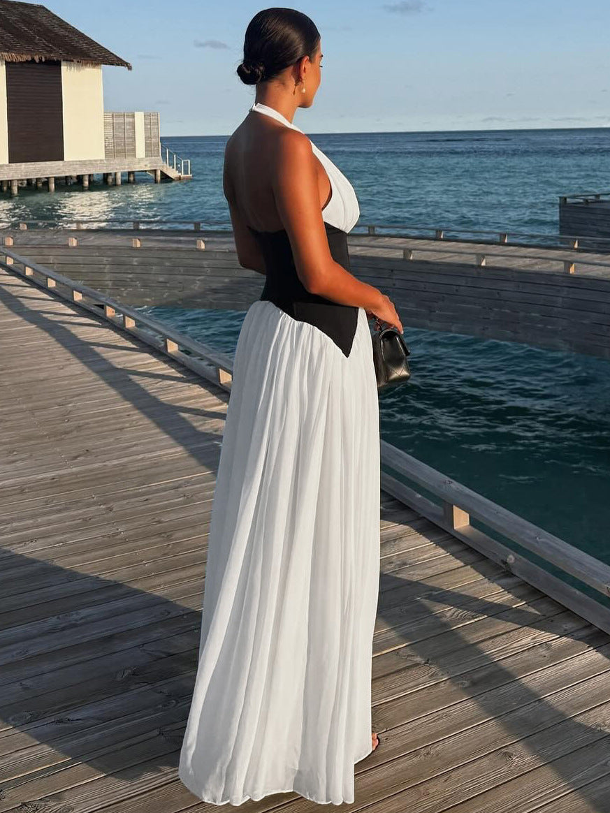 Damen Maxikleid mit tiefem V-Ausschnitt und elegantem Wickel-Design Heidi-Mode