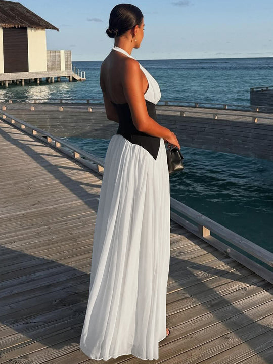 Damen Maxikleid mit tiefem V-Ausschnitt und elegantem Wickel-Design Heidi-Mode