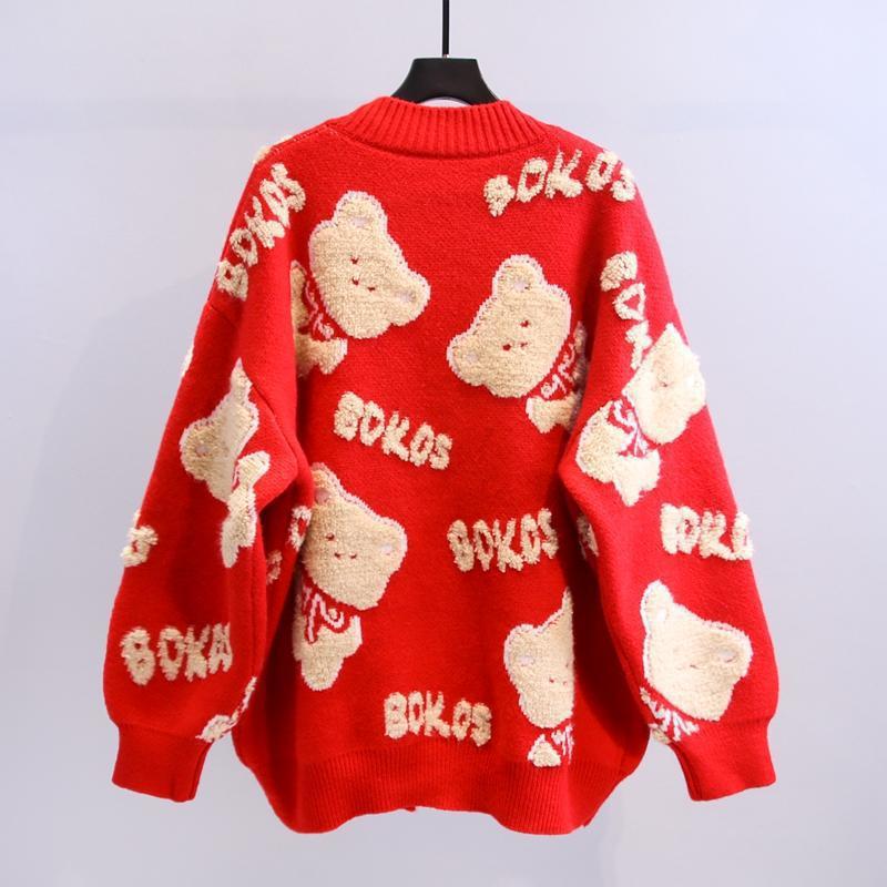 Damen Kuscheliger Cardigan mit Bärenmotiv Heidi-Mode