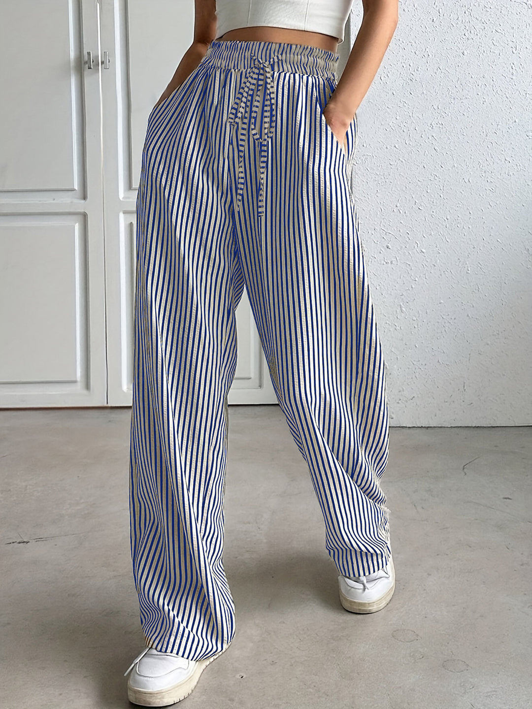 Damen Weite Streifen-Hose Heidi-Mode