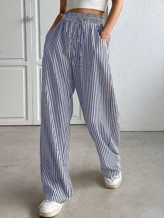 Damen Weite Streifen-Hose Heidi-Mode