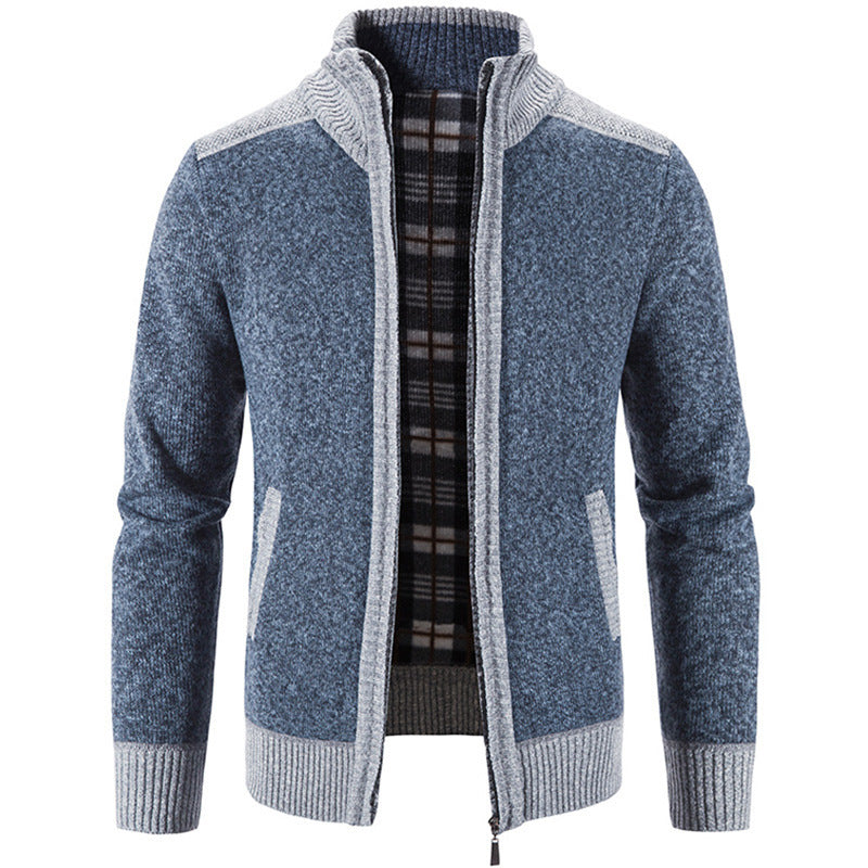 Herren Strickjacke mit modernem Stehkragen und strukturiertem Design Heidi-Mode