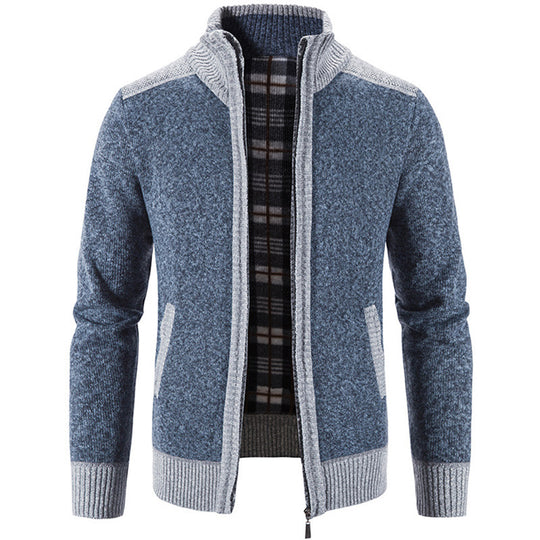 Herren Strickjacke mit modernem Stehkragen und strukturiertem Design Heidi-Mode