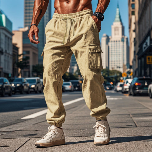 Herren Cargo-Jogginghose mit verstellbarem Kordelzug und mehreren Seitentaschen Heidi-Mode