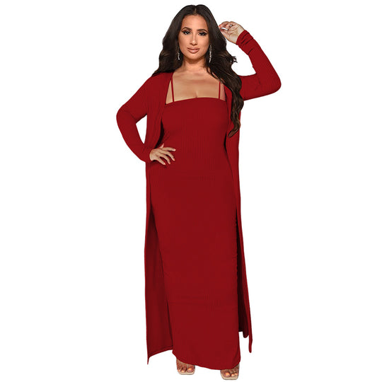 Damen Strapless Maxikleid mit langem Cardigan Heidi-Mode