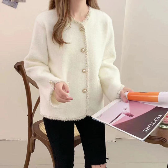 Damen Bouclé-Jacke mit eleganten Perlenknöpfen Heidi-Mode