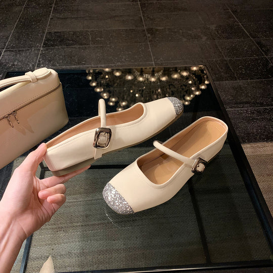 Damen Glitzer Riemen Ballerinas Heidi-Mode