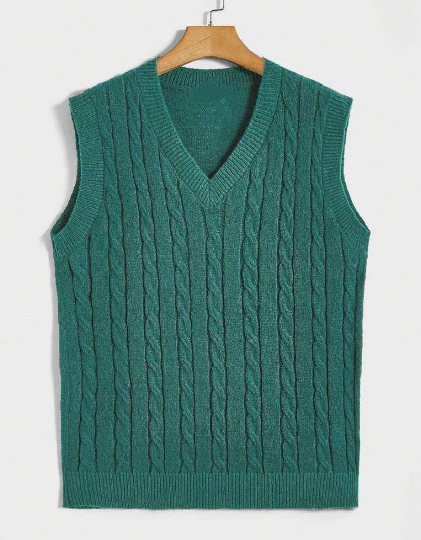 Damen Strickweste mit V-Ausschnitt und Zopfmuster Heidi-Mode