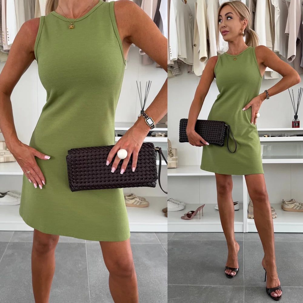 Damen lässiges Freizeitkleid mit ärmellosem Design und lässiger Silhouette Heidi-Mode