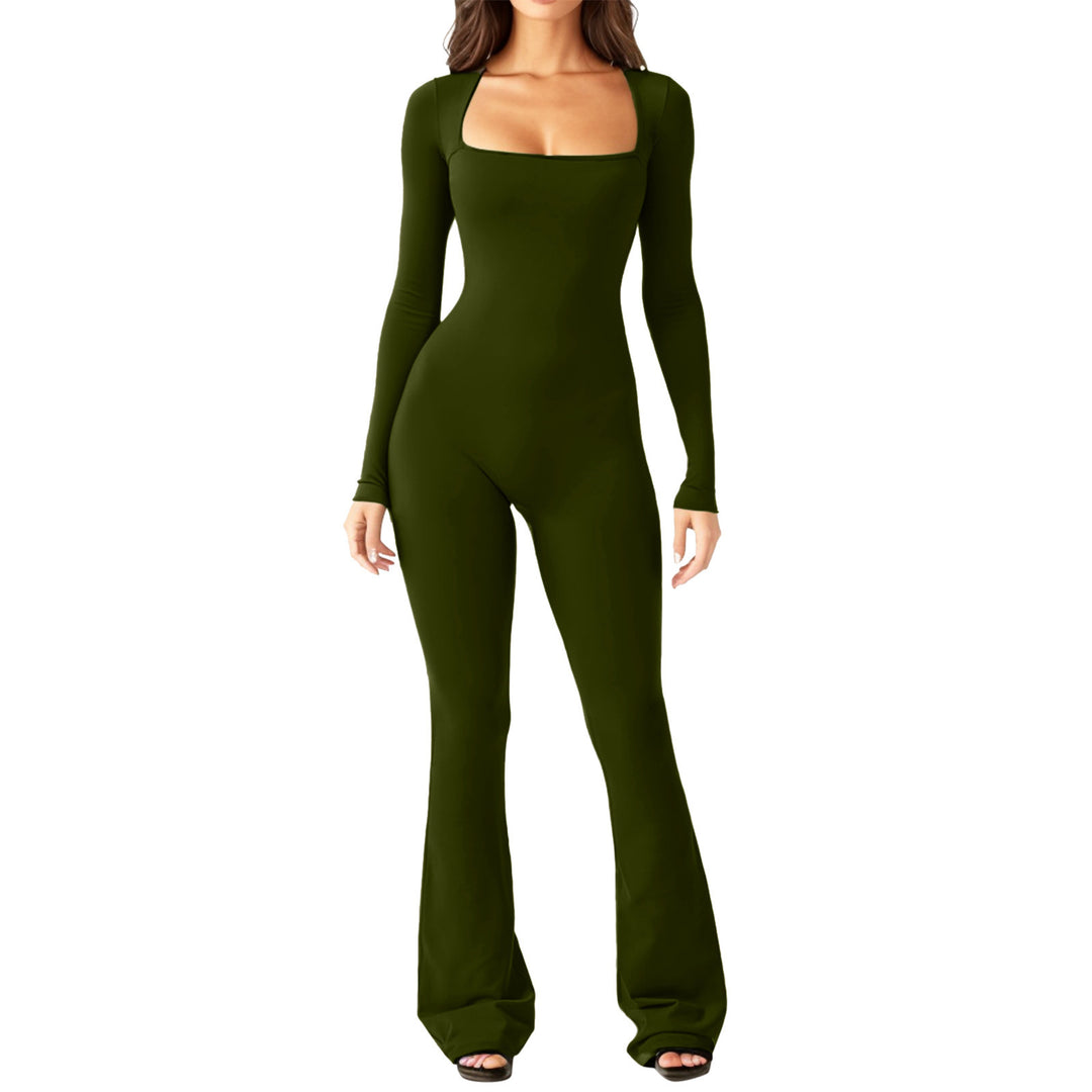 Damen Figürlicher Jumpsuit mit langen Ärmeln und weitem Bein Heidi-Mode