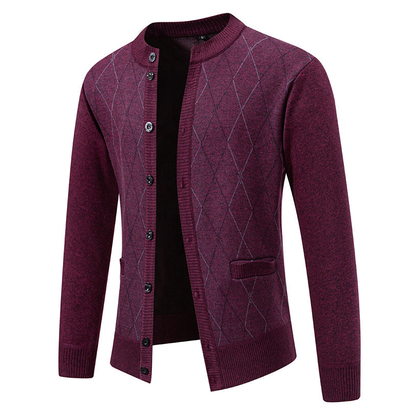 Herren Strickjacke mit modernem Rautenmuster Heidi-Mode
