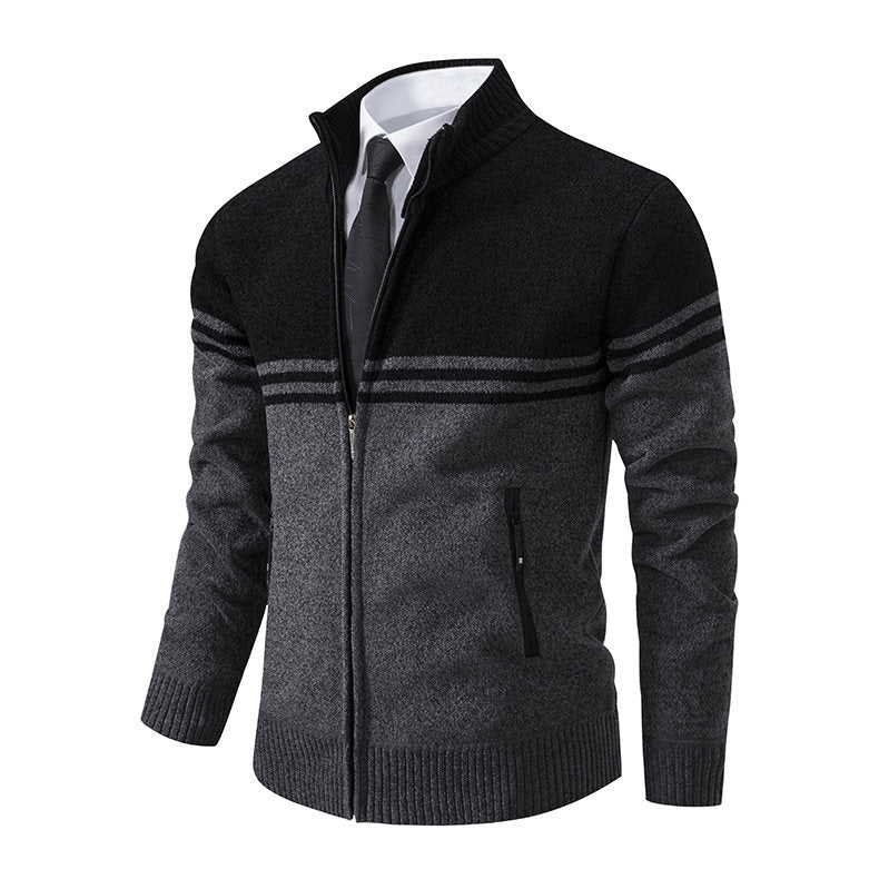 Herren stylische Freizeitjacke mit hohem Kragen und moderner Zipper-Detailierung Heidi-Mode