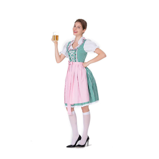 Damen Trachtenkleid mit romantischen Karomustern und verspielten Rüschen Heidi