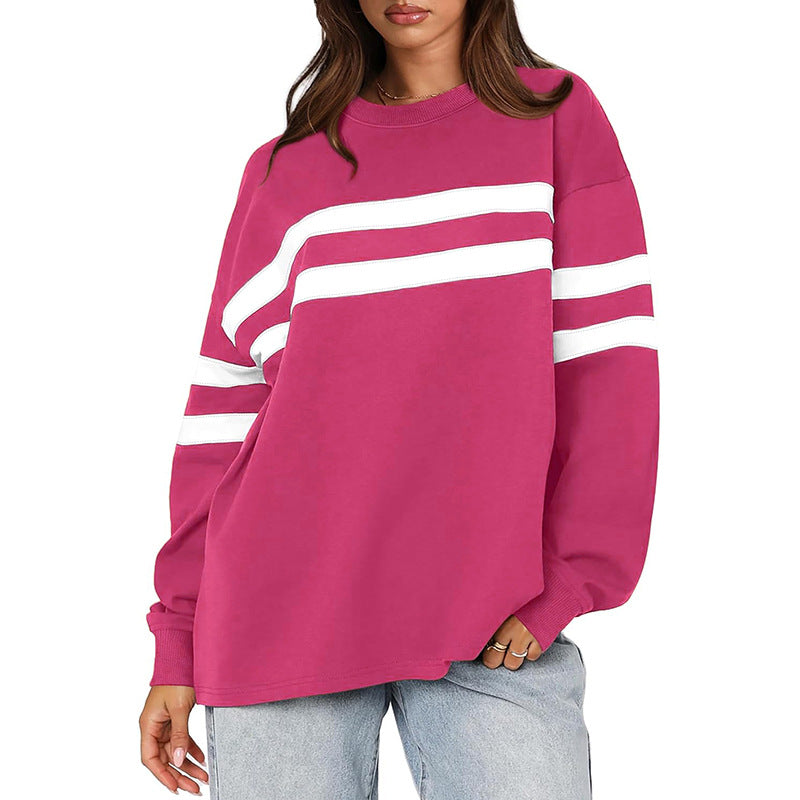 Damen Oversized Sweatshirt mit trendigen Streifen Heidi-Mode