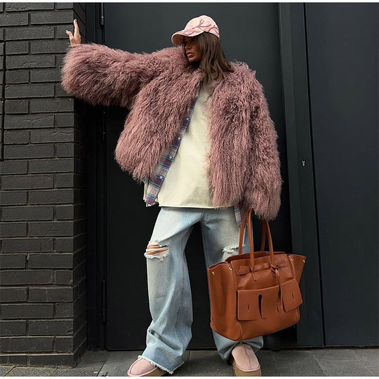 Damen modischer Plüschfellmantel Heidi-Mode