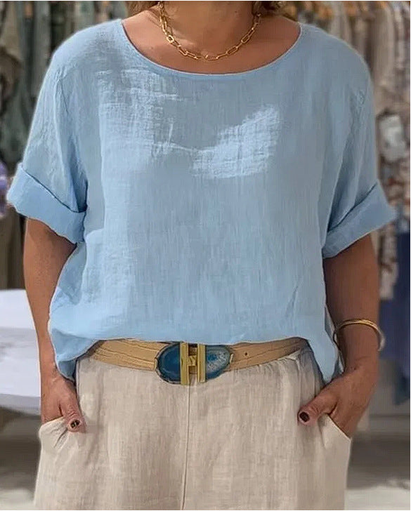 Damen lässige Leinenbluse Heidi-Mode