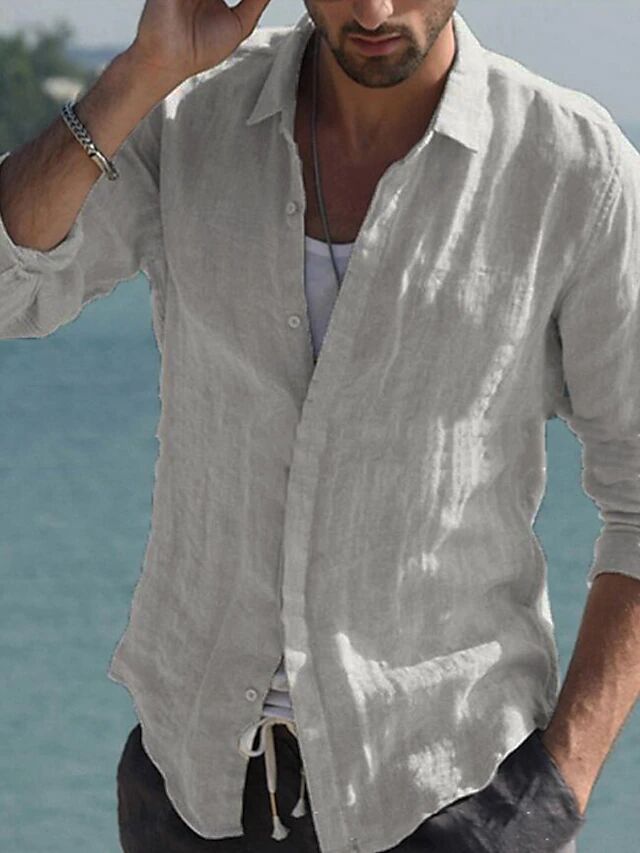 Herren lässige Leinenhemd Heidi-Mode