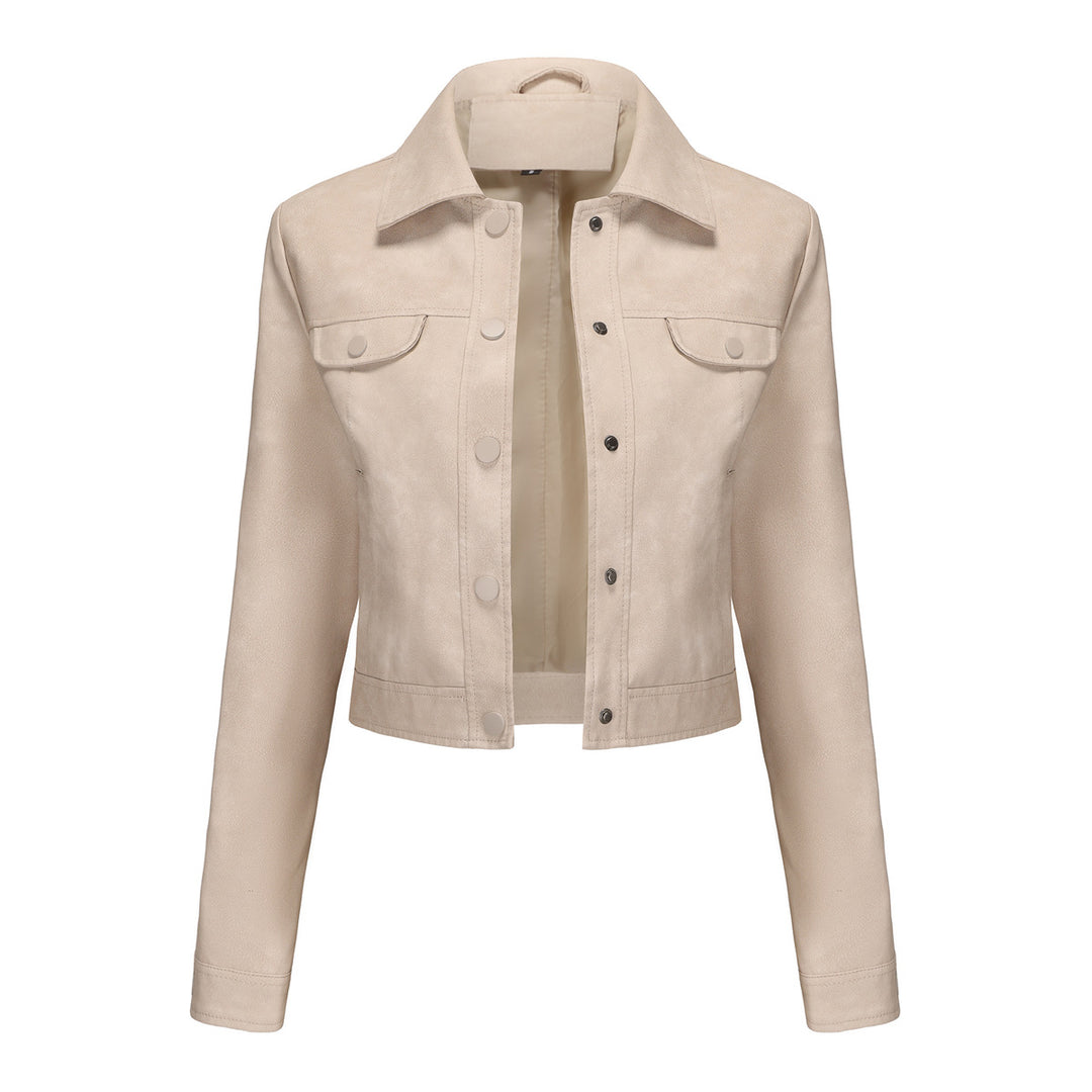 Damen modische kurz geschnittene Lederjacke Heidi-Mode