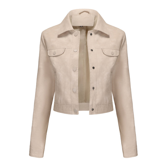Damen modische kurz geschnittene Lederjacke Heidi-Mode