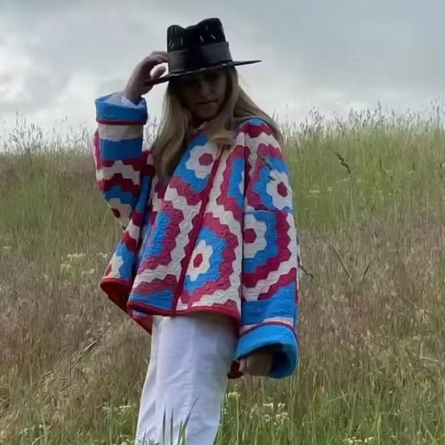 Damen Steppjacke mit geometrischem Muster und modernem Design Heidi-Mode