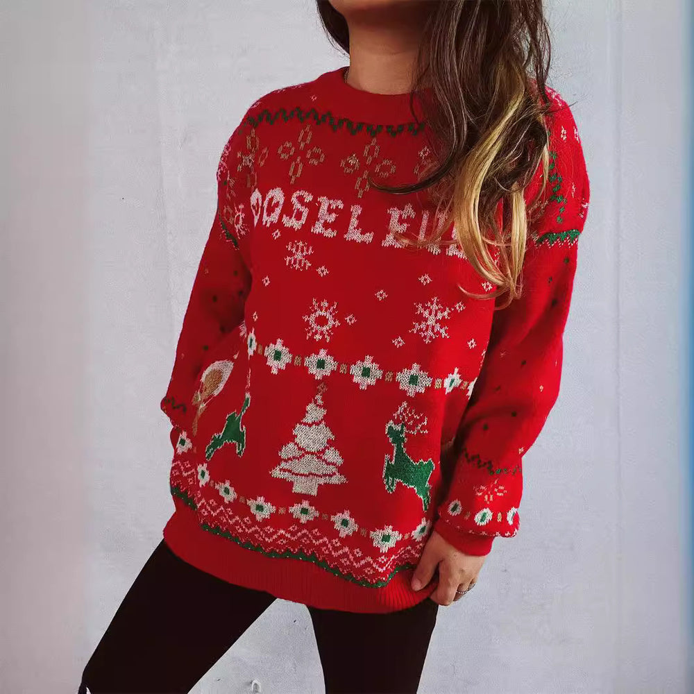 Damen Weihnachts-Pullover mit festlichem Motiv und weichem Material Heidi-Mode