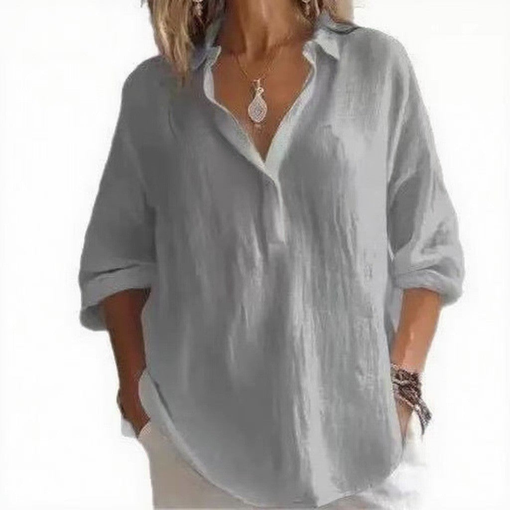 Damen Leichte Leinenbluse Heidi-Mode