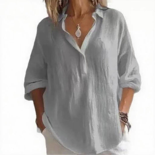 Damen Leichte Leinenbluse Heidi-Mode