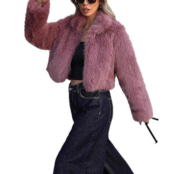 Damen Kurze Kunstpelzjacke mit weichem Fell und eleganter Silhouette Heidi-Mode