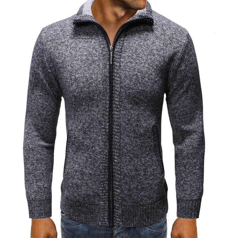 Herren Strickjacke mit Stehkragen und praktischen Taschen Heidi-Mode