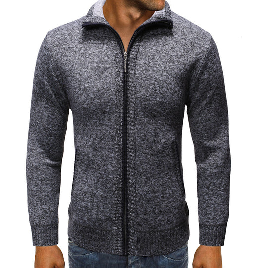 Herren Strickjacke mit Stehkragen und praktischen Taschen Heidi-Mode