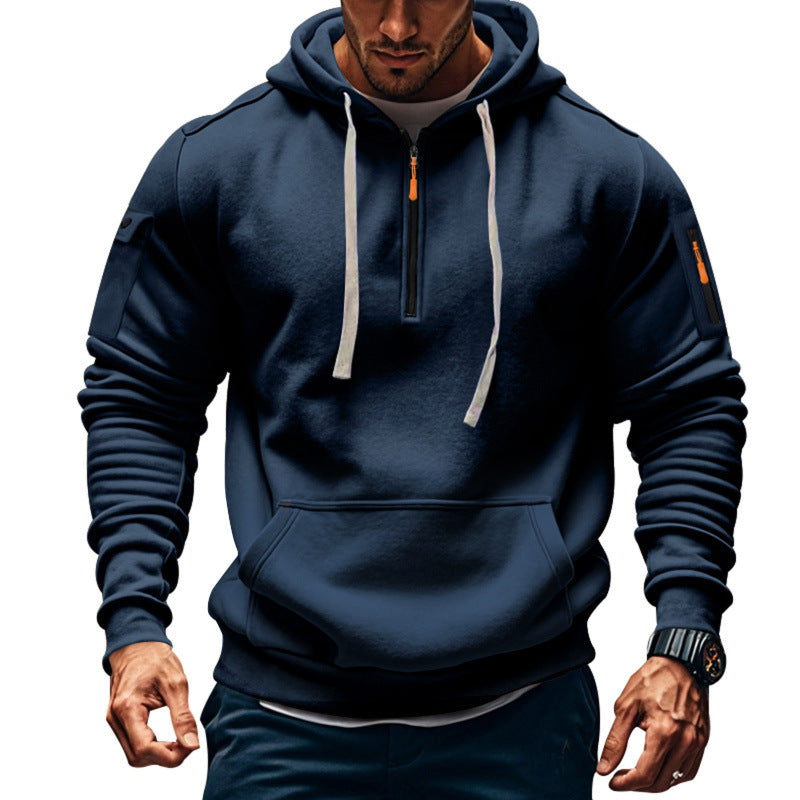 Herren Kapuzenpullover mit modernem Reißverschluss und praktischen Taschen Heidi-Mode